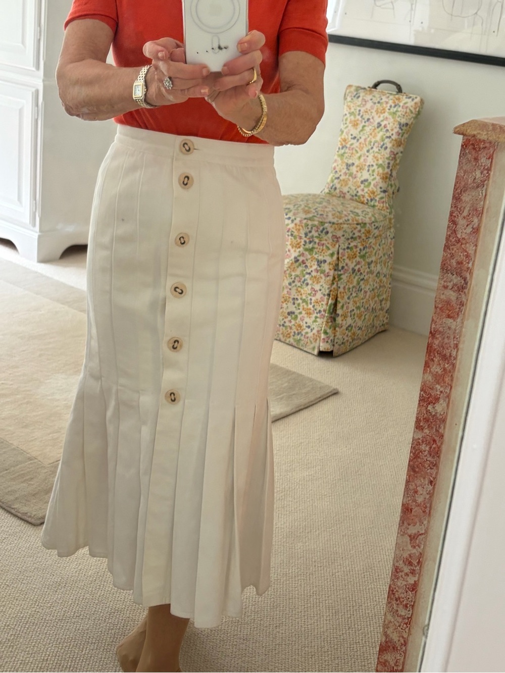 Vintage Chanel Denim Midi Skirt XS